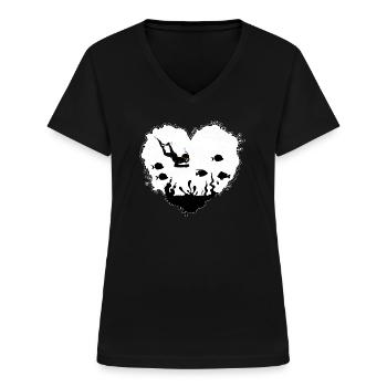 Plongeur Apnée Plongeur Plongée Apnée Oxygène - T-shirt col V Femme - noir - Devant - Lela (165cm)