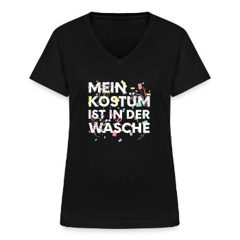 Mein Kostüm ist in der Wäsche Faschingskostüm - Frauen-T-Shirt mit V-Ausschnitt - Schwarz - Vorne - Lela (165cm)