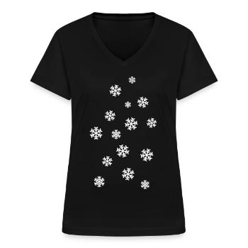 Schneeflocke Schneeflocken Winter Schnee schneien - Frauen-T-Shirt mit V-Ausschnitt - Schwarz - Vorne - Lela (165cm)