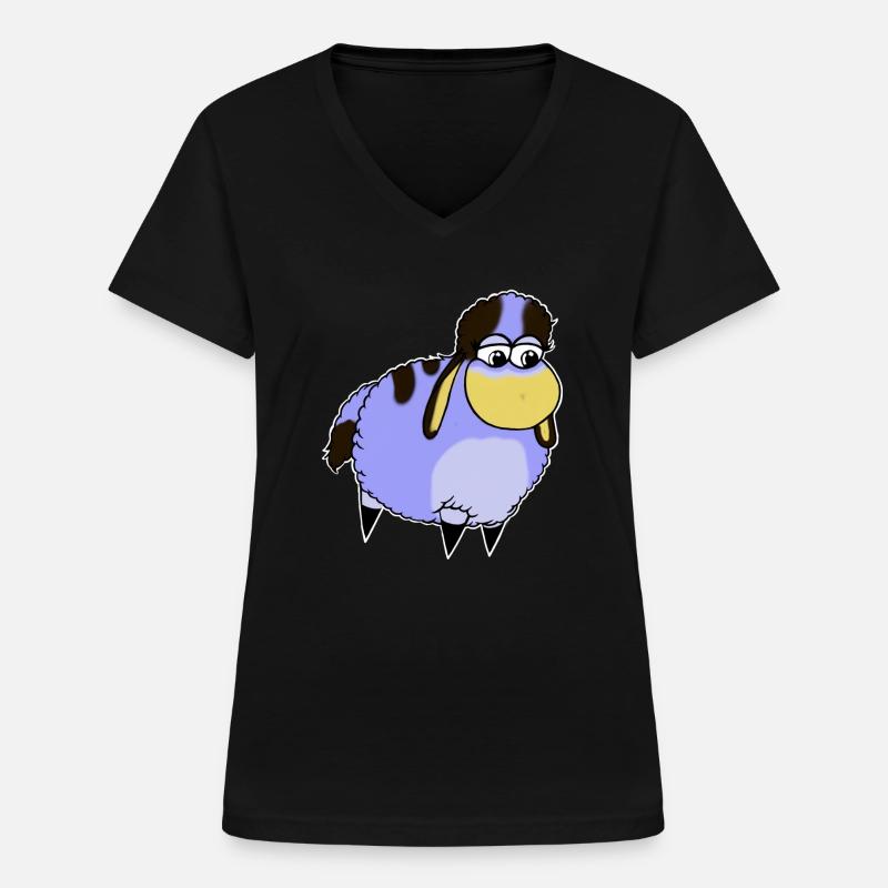 Wolly Sheepling Blaui - Women's V-neck T-shirt - black