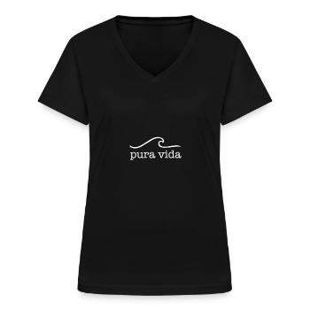 Pura Vida cadeau pour les surfeurs - T-shirt col V Femme - noir - Devant - Lela (165cm)