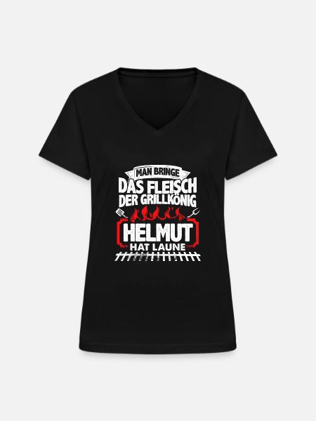 HELMUT - Grill - Frauen-T-Shirt mit V-Ausschnitt - Schwarz