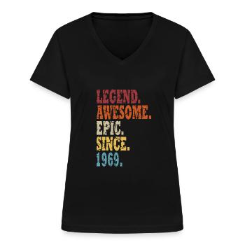 1969 Geburt der Legende 1969 Jahrgang 1969 - Frauen-T-Shirt mit V-Ausschnitt - Schwarz - Vorne - Lela (165cm)