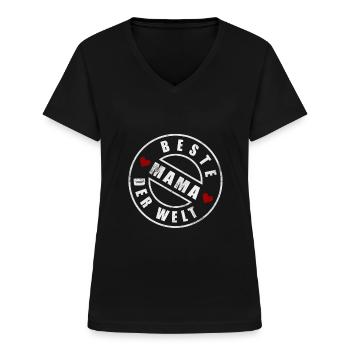 Beste Mama der Welt - Frauen-T-Shirt mit V-Ausschnitt - Schwarz - Vorne - Lela (165cm)