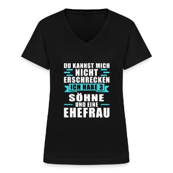 Papa 3 Söhne Papa von 3 Söhnen Geschenk - Frauen-T-Shirt mit V-Ausschnitt - Schwarz - Vorne - Lela (165cm)