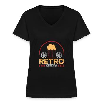Kino Film filmrolle fernsehen filmstar retro - Frauen-T-Shirt mit V-Ausschnitt - Schwarz - Vorne - Lela (165cm)