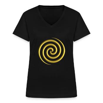 Double-spiral GOLD / matt - Women's V-neck T-shirt - black - Front - Lela (165cm)