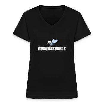 Muggaseggele Schwaben Schwoba Schwäbische Sprüche - Frauen-T-Shirt mit V-Ausschnitt - Schwarz - Vorne - Lela (165cm)