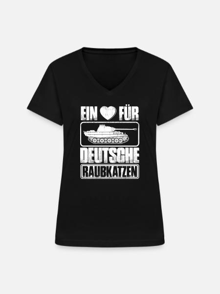 Panzer - Deutsche Raubkatzen - Panzerfahrer - Frauen-T-Shirt mit V-Ausschnitt - Schwarz