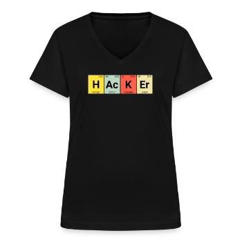 Hacker - Frauen-T-Shirt mit V-Ausschnitt - Schwarz - Vorne - Lela (165cm)