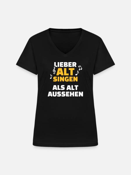 Chor - Frauen-T-Shirt mit V-Ausschnitt - Schwarz