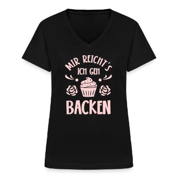 Backen Bäcker Bäckerin - Frauen-T-Shirt mit V-Ausschnitt - Schwarz - Vorne - Lela (165cm)