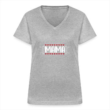 MAMMA - Frauen-T-Shirt mit V-Ausschnitt - Grau meliert - Vorne - Lela (165cm)