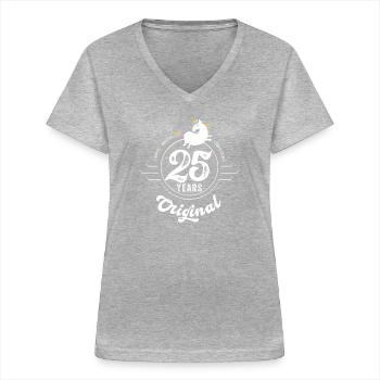 Vintage original unicorn 25th birthday - Women's V-neck T-shirt - sports grey - Front - Lela (165cm)