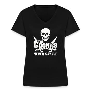 Les Goonies ne disent jamais mourir crâne - T-shirt col V Femme - noir - Devant - Lela (165cm)