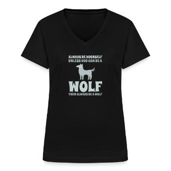 Wolf Lustige Sprüche - Frauen-T-Shirt mit V-Ausschnitt - Schwarz - Vorne - Lela (165cm)