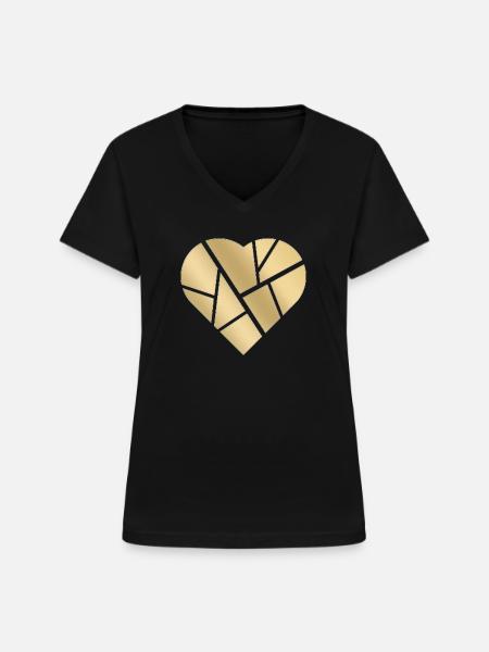 A Simple Heart "Gold" - Women's V-neck T-shirt - black