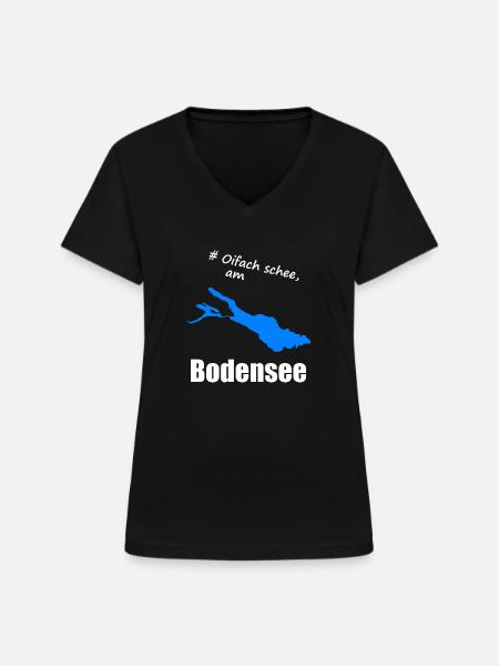# Oifach schee, am Bodensee - Frauen-T-Shirt mit V-Ausschnitt - Schwarz