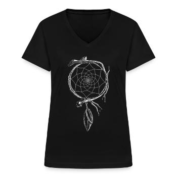 Traumfänger - Frauen-T-Shirt mit V-Ausschnitt - Schwarz - Vorne - Lela (165cm)