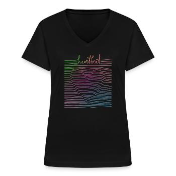 Heartbeat - Frauen-T-Shirt mit V-Ausschnitt - Schwarz - Vorne - Lela (165cm)