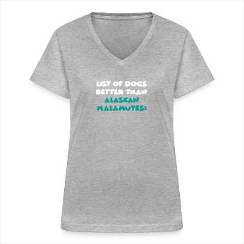 Alaskan Malamute - Frauen-T-Shirt mit V-Ausschnitt - Grau meliert - Vorne - Lela (165cm)