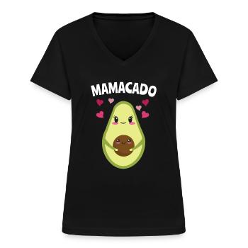 Mamacado Mama Mutter Schwangerschaft Geburt - Frauen-T-Shirt mit V-Ausschnitt - Schwarz - Vorne - Lela (165cm)