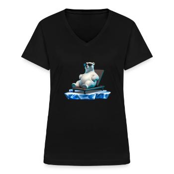 Polar Bear Sunglasses Chaise longue Ice floe - T-shirt col V Femme - noir - Devant - Lela (165cm)