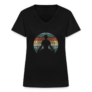 Yoga Teacher Gift Namaste Meditation Yoga School - Women's V-neck T-shirt - black - Front - Lela (165cm)