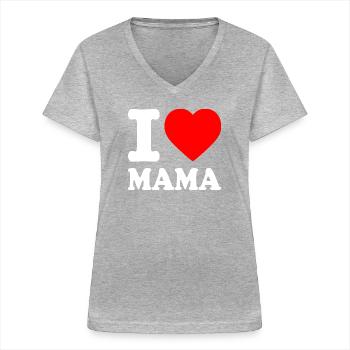 I love mama - Women's V-neck T-shirt - sports grey - Front - Lela (165cm)