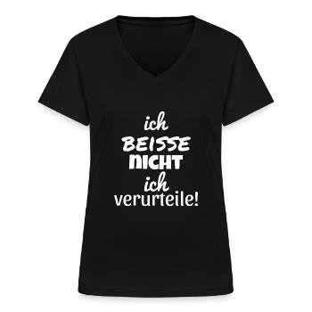 Je ne mords pas, je condamne ! - T-shirt col V Femme - noir - Devant - Lela (165cm)