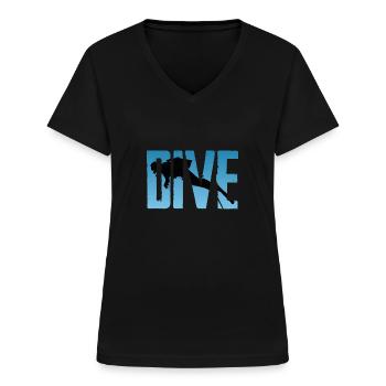 Taucher Tauchen - Frauen-T-Shirt mit V-Ausschnitt - Schwarz - Vorne - Lela (165cm)
