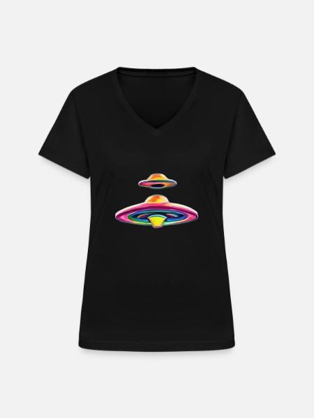 SAUCERS - Women's V-neck T-shirt - black