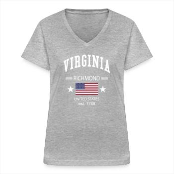 Virginia - Frauen-T-Shirt mit V-Ausschnitt - Grau meliert - Vorne - Lela (165cm)