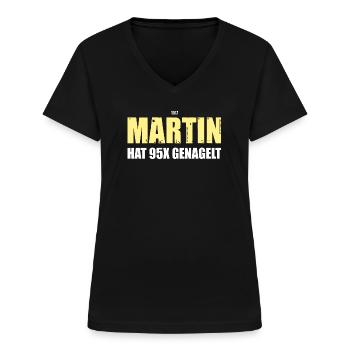 Martin Luther 1517 genagelt 95 Thesen Lutherstadt - Frauen-T-Shirt mit V-Ausschnitt - Schwarz - Vorne - Lela (165cm)
