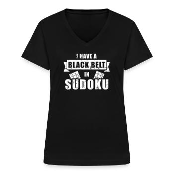 Sudoku - Frauen-T-Shirt mit V-Ausschnitt - Schwarz - Vorne - Lela (165cm)