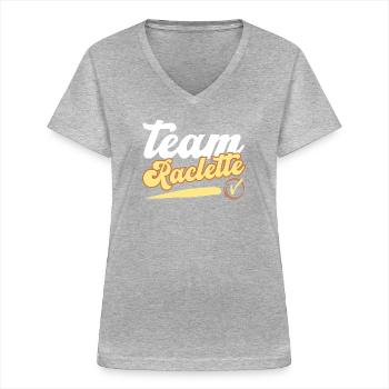 team raclette personalized humor gift idea - Women's V-neck T-shirt - sports grey - Front - Lela (165cm)