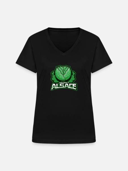 Elsässer Sauerkraut - Frauen-T-Shirt mit V-Ausschnitt - Schwarz