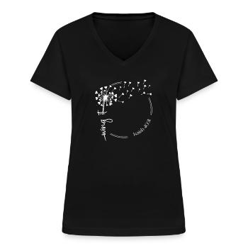 Christlicher Löwenzahn Design Flügel es Jesaja 40:31 - Frauen-T-Shirt mit V-Ausschnitt - Schwarz - Vorne - Lela (165cm)