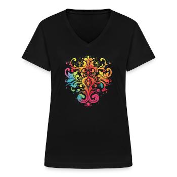 Glowing Roots - Frauen-T-Shirt mit V-Ausschnitt - Schwarz - Vorne - Lela (165cm)