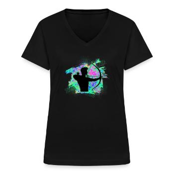 Archerie - T-shirt col V Femme - noir - Devant - Lela (165cm)