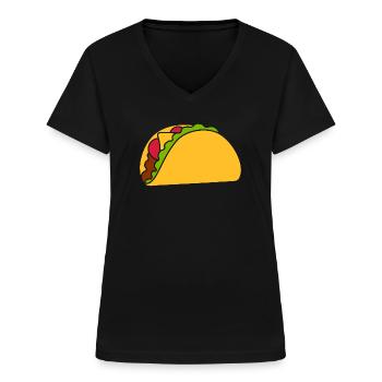 Taco - Frauen-T-Shirt mit V-Ausschnitt - Schwarz - Vorne - Lela (165cm)