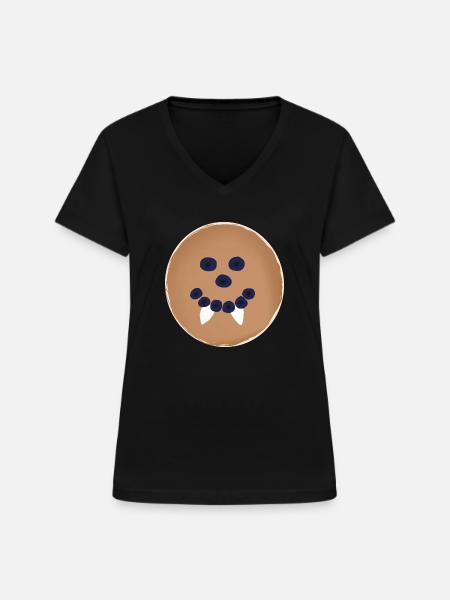 Vampir Pancake von Damon - Frauen-T-Shirt mit V-Ausschnitt - Schwarz