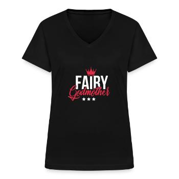Mutter Die gute Fee Geschenk Mädchen Elfe - Frauen-T-Shirt mit V-Ausschnitt - Schwarz - Vorne - Lela (165cm)