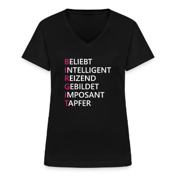 Birgit Name Geschenk - Frauen-T-Shirt mit V-Ausschnitt - Schwarz - Vorne - Lela (165cm)