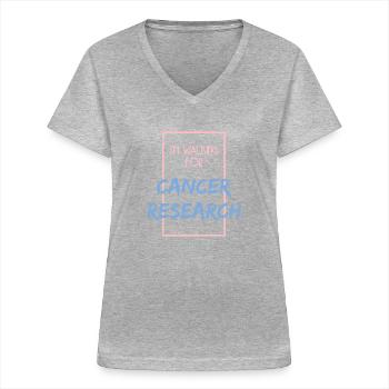 RECHERCHE SUR LE CANCER - T-shirt col V Femme - gris chiné - Devant - Lela (165cm)