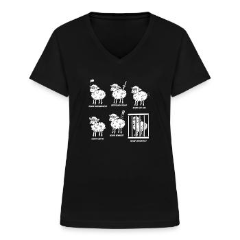 Schaf - Frauen-T-Shirt mit V-Ausschnitt - Schwarz - Vorne - Lela (165cm)