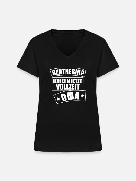 Oma - Rentnerin - Frauen-T-Shirt mit V-Ausschnitt - Schwarz