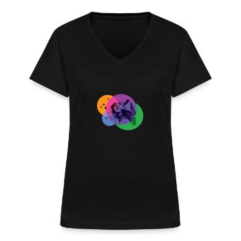 Banksy Stlye - Woman - T-shirt col V Femme - noir - Devant - Lela (165cm)