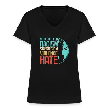 Antifa Gegen Nazis | Gegen Rassismus Geschenkideen - Frauen-T-Shirt mit V-Ausschnitt - Schwarz - Vorne - Lela (165cm)