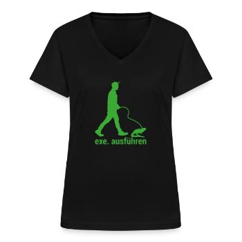 Exe Echse ausfuehren Admin Sysadmin Geschenk - Frauen-T-Shirt mit V-Ausschnitt - Schwarz - Vorne - Lela (165cm)